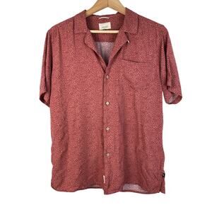 Civil Society Men's M Pink Maroon Viscose Short Sleeve Button Up Shirt